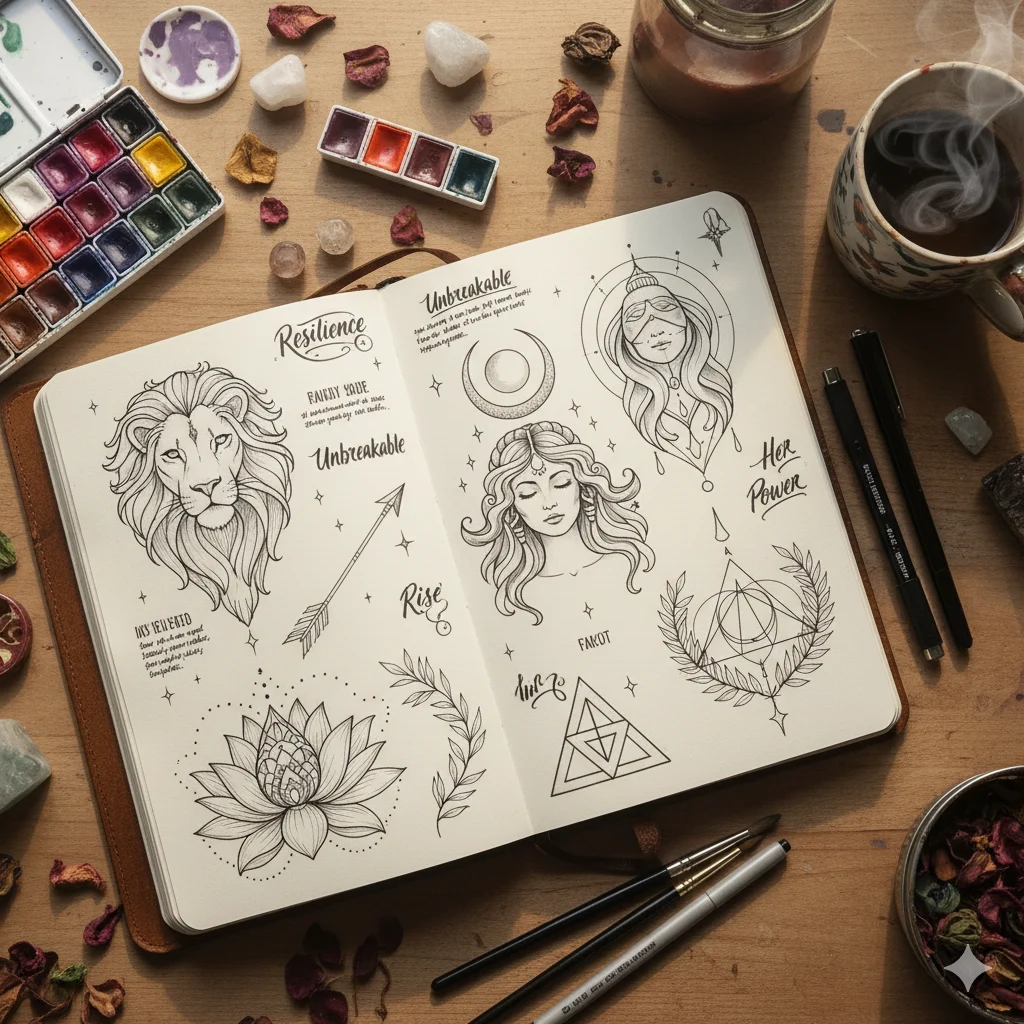 deep meaning female strength symbol tattoo